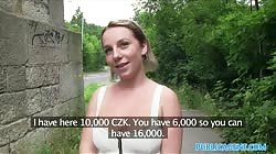 PublicAgent Big tits student sucks and fucks for cash in the forest